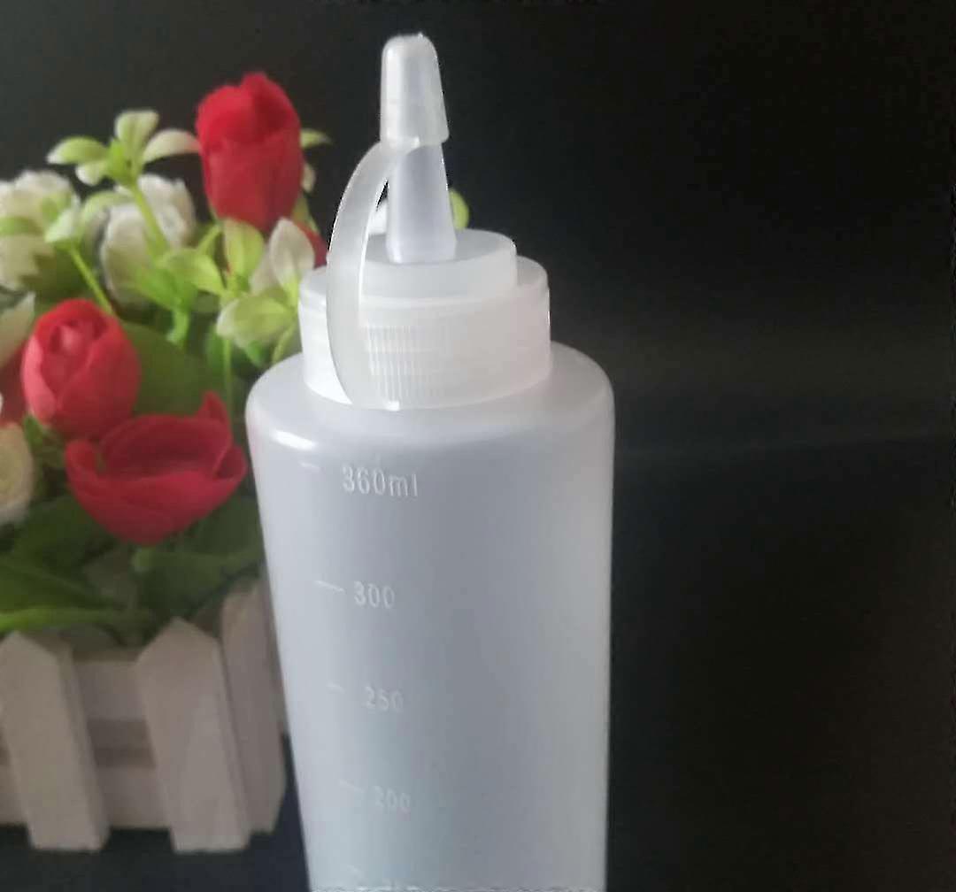 2-pack Clear Scale Squeeze Bottles Refillable Dispenser Push Cap Salad Sauce Mustard Ketchup 360ml