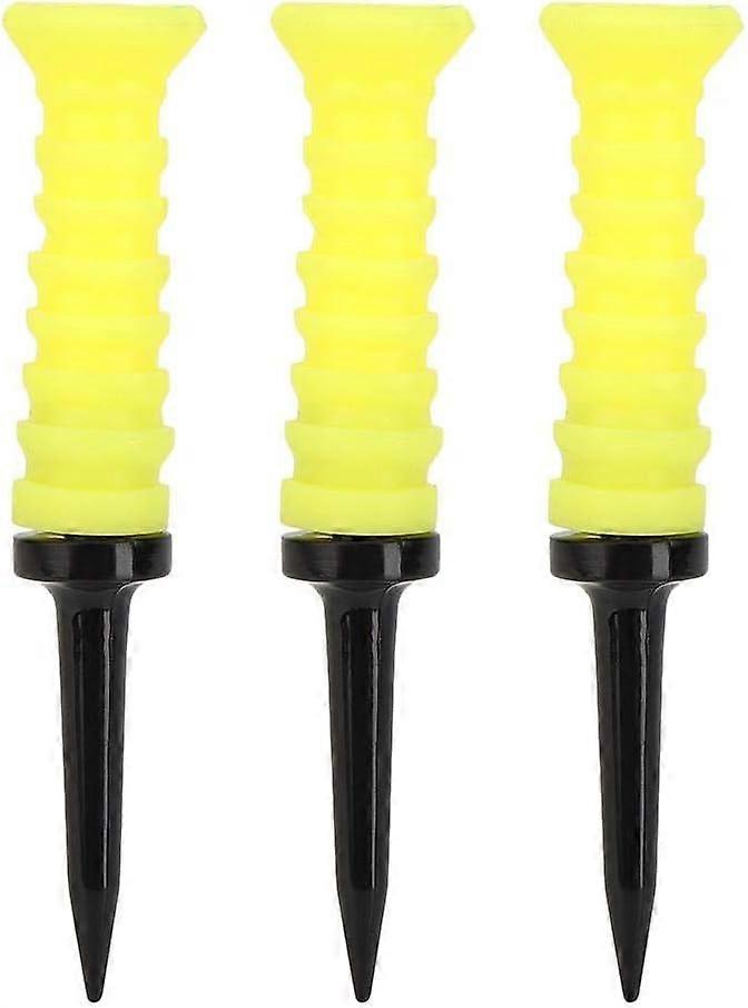 3 Pieces Golf Tees Elastic, Rubber Ball Holder for Golf Practice Training Tools 83mm Yellow with Good Elastic Performance