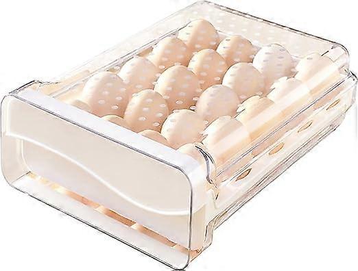 Plastic Egg Box, 20 Grids Drawer Egg Storage Box, Stackable Transparent Fri