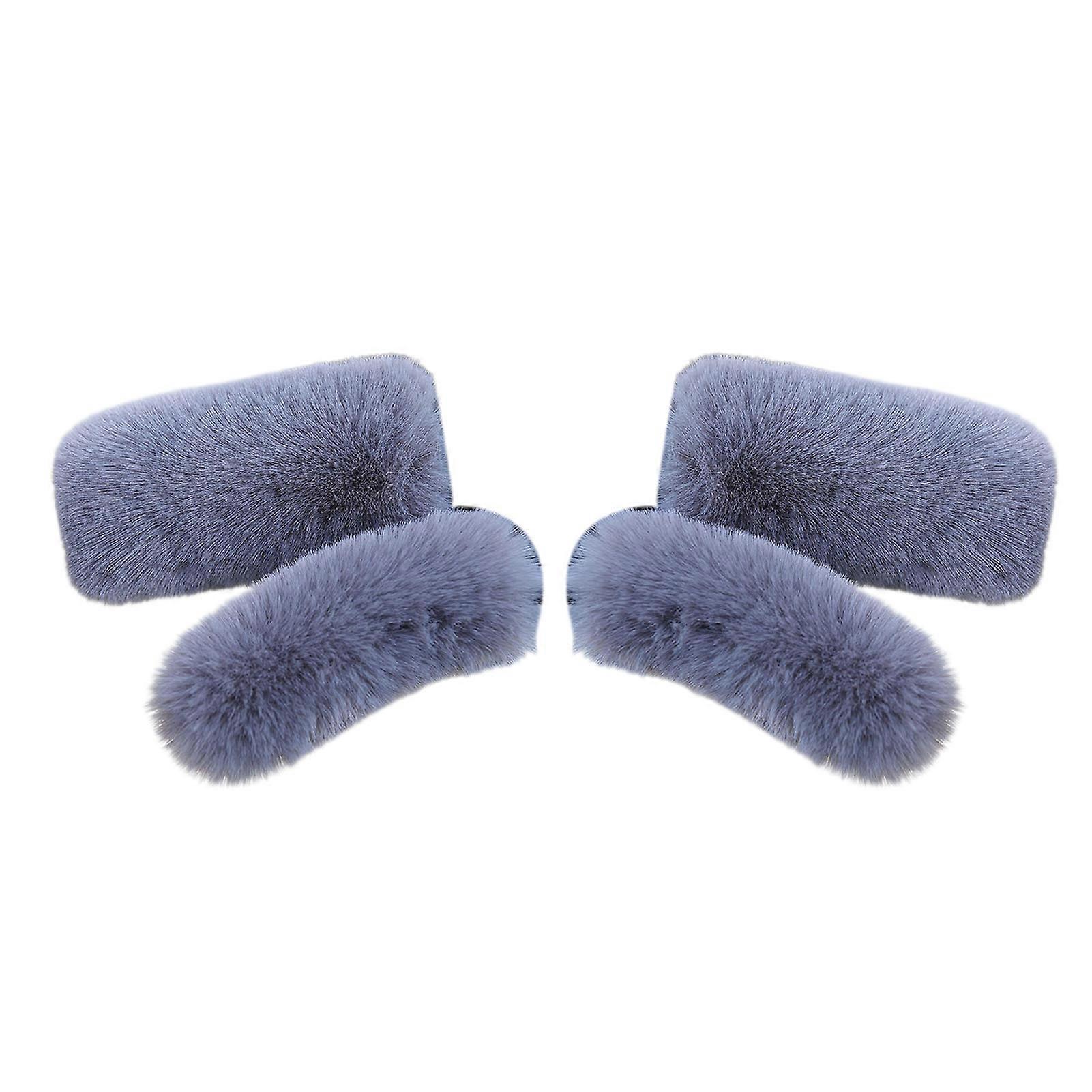 1 Set Elastic Windproof Handlebar Cover Faux Rabbit Fur More Thicken Tear-resistant Bike Handle Cover for MTB