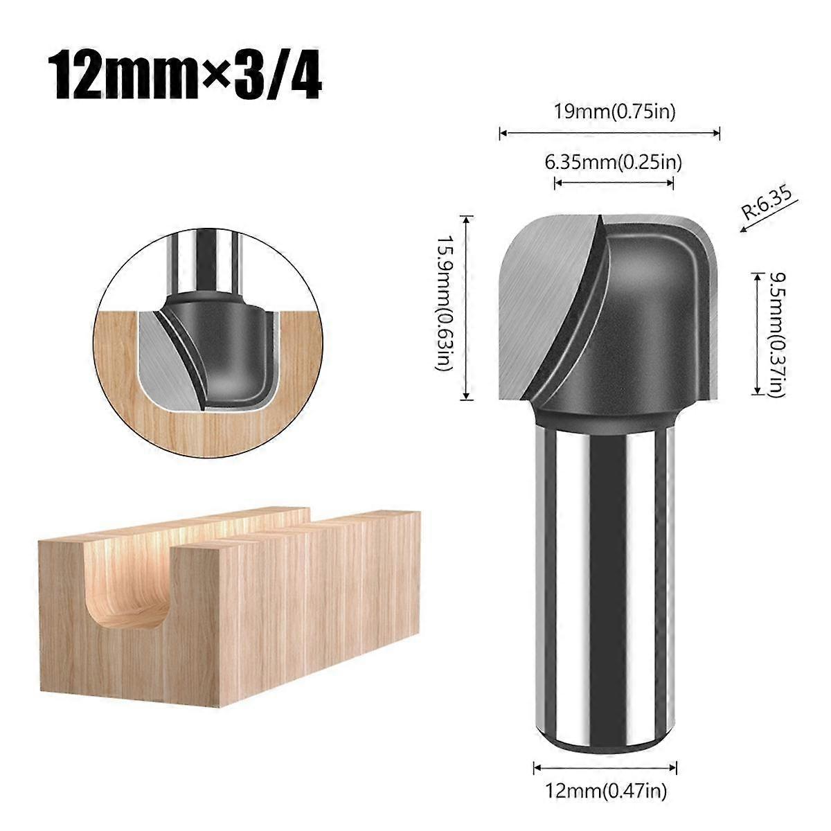 4pcs Bowl & Tray Router Bit Round Nose Groove Wood Cutter Woodworking Tools Carving Cutting Tool 12