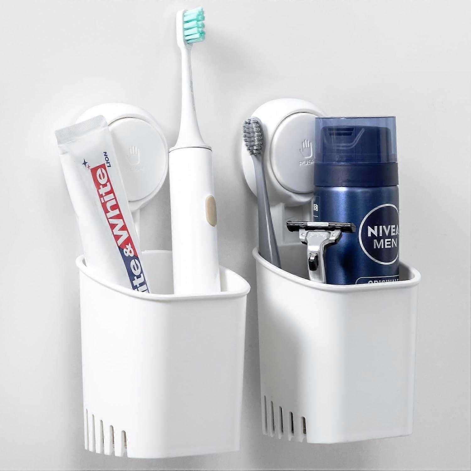 Suction Cup Toothbrush Holder - 1 Second Tool-Free Installation, Removable and Reusable, Waterproof, Max Load 5kg, 2pcs