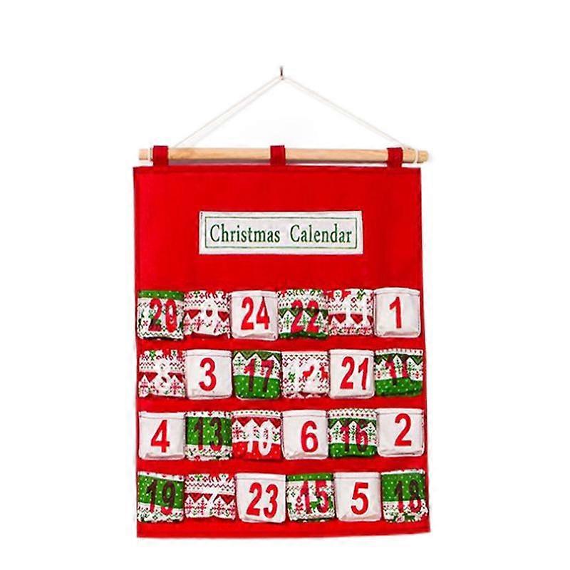 24 Day Advent Calendar, Christmas Tree Snowflake, Hanging Countdown to Christmas Calendar Decoration with 24 Storage Drawers