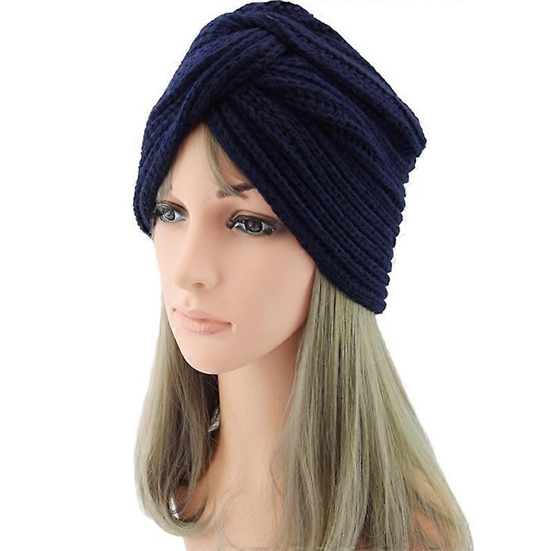 Lady Knitted Turban Cross Twist Wrap Cap Beanie Headband Hats