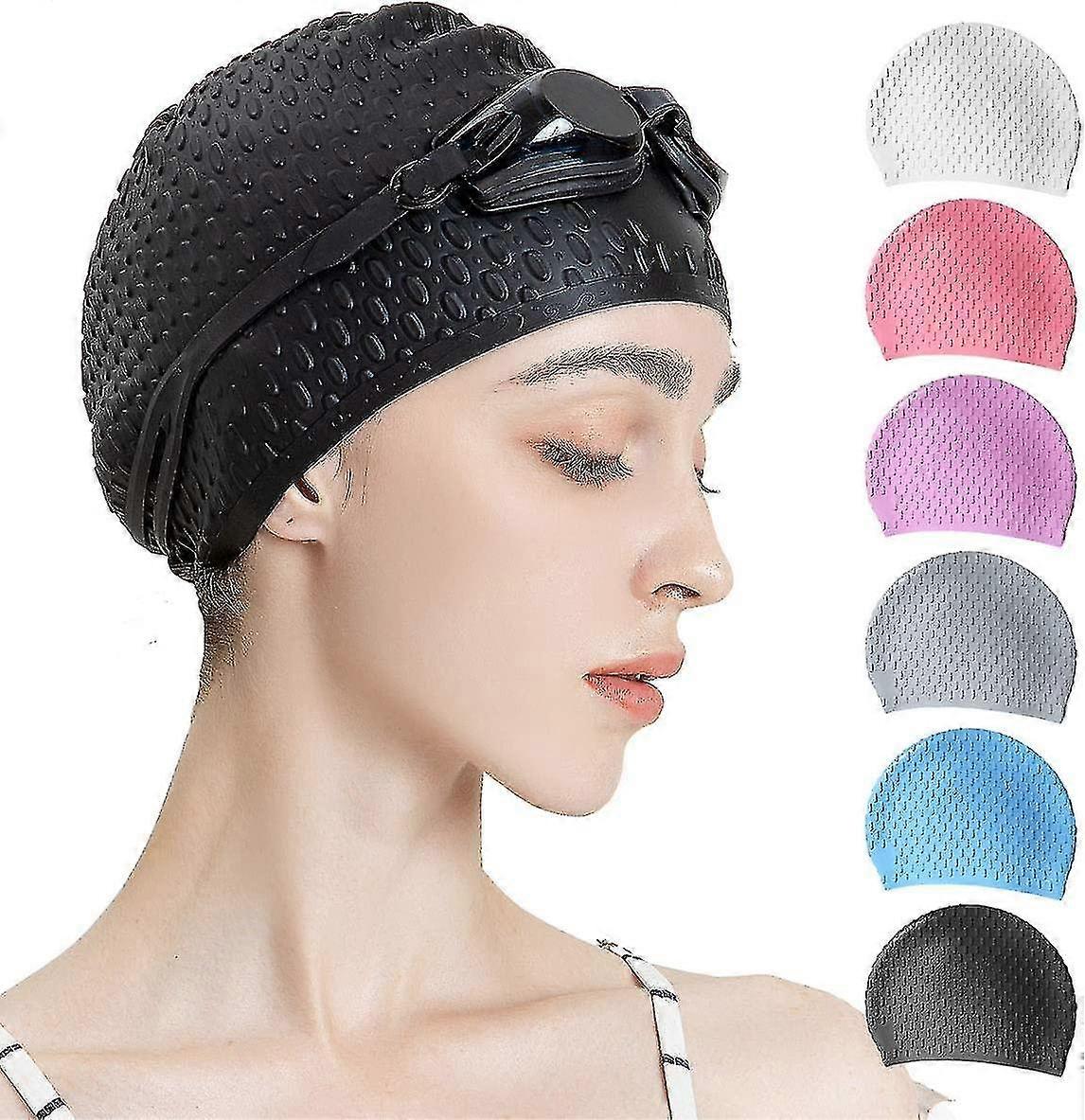 Silicone Swim Cap,comcompatible Withtable Bathing Cap Ideal Compatible With Curly Short Medium Long Hair, Swimming Cap Compatible With Women A