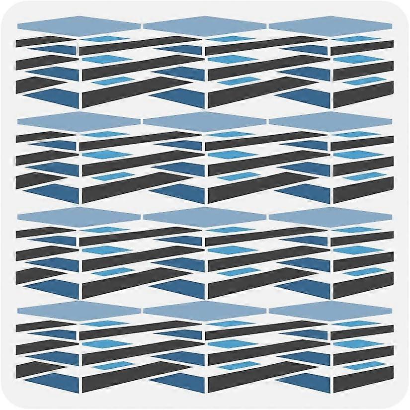 Geometric 3D Repeat Wallpaper Painting Stencil 11.8x11.8 inch Hollowed 3D Geometry Drawing Template Plastic PET Geometric Pattern Stencil for Painting