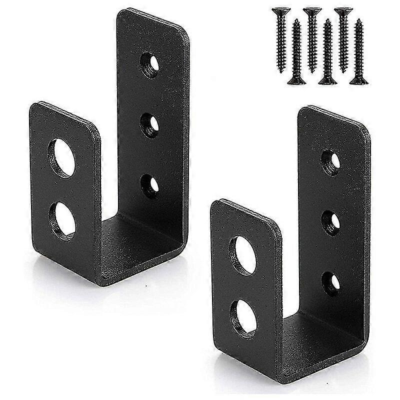 2 Pack Heavy Duty Steel Door Brackets Black