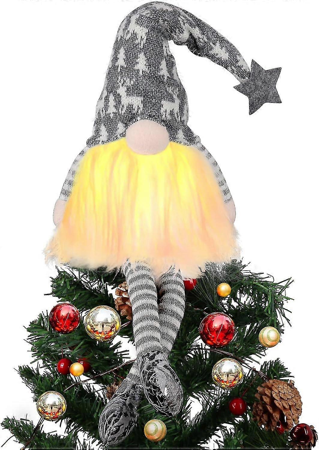 Christmas Tree Topper With Lights,gnome Tree Topper Lighted Christmas Tree Topper 35cm Christmas Tree Decorations