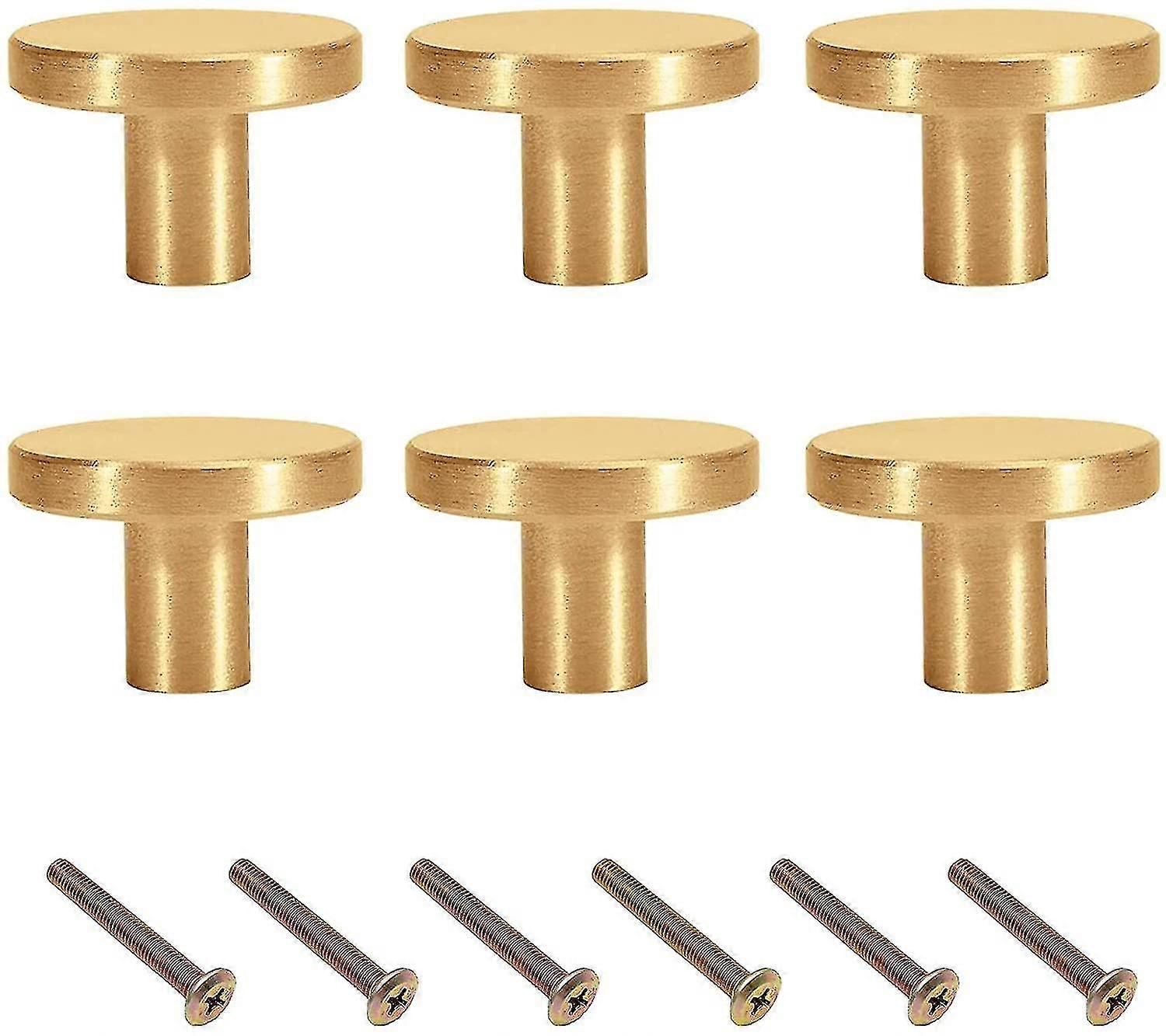 6pcs الذهبي الأثاث مقبض واحد ثقب النحاس مقبض المقبض الذهبي (20 * 20mm النحاس)