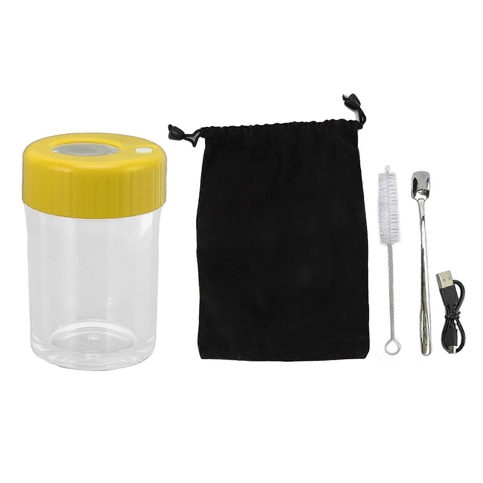 Magnifying Viewing Jar Multifunctional Waterproof Portable Magnifying Glass Storage Jar with LED Light for Tobacco