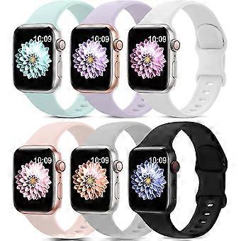 6 Pcs Sport Bands Compatible with Apple Watch Band 42mm 44mm 45mm, Soft Silicone Waterproof Strap Wristbands Compatible with iWatch Apple Watch Series