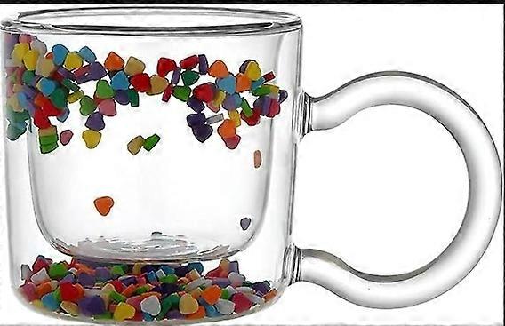 كأس Flowing Love Bo Bo ، زجاج جرلي مزدوج الطبقة ، كوب رمل متحركة بمقبض ، كوب هدايا إبداعي 200 مل