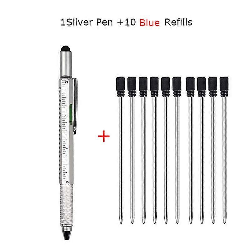6 In 1 Multi Tool Pen Multifunction Screwdriver Precision Ruler Caliper Ballpoint Pens for Phone Touch Creativity Level Meter