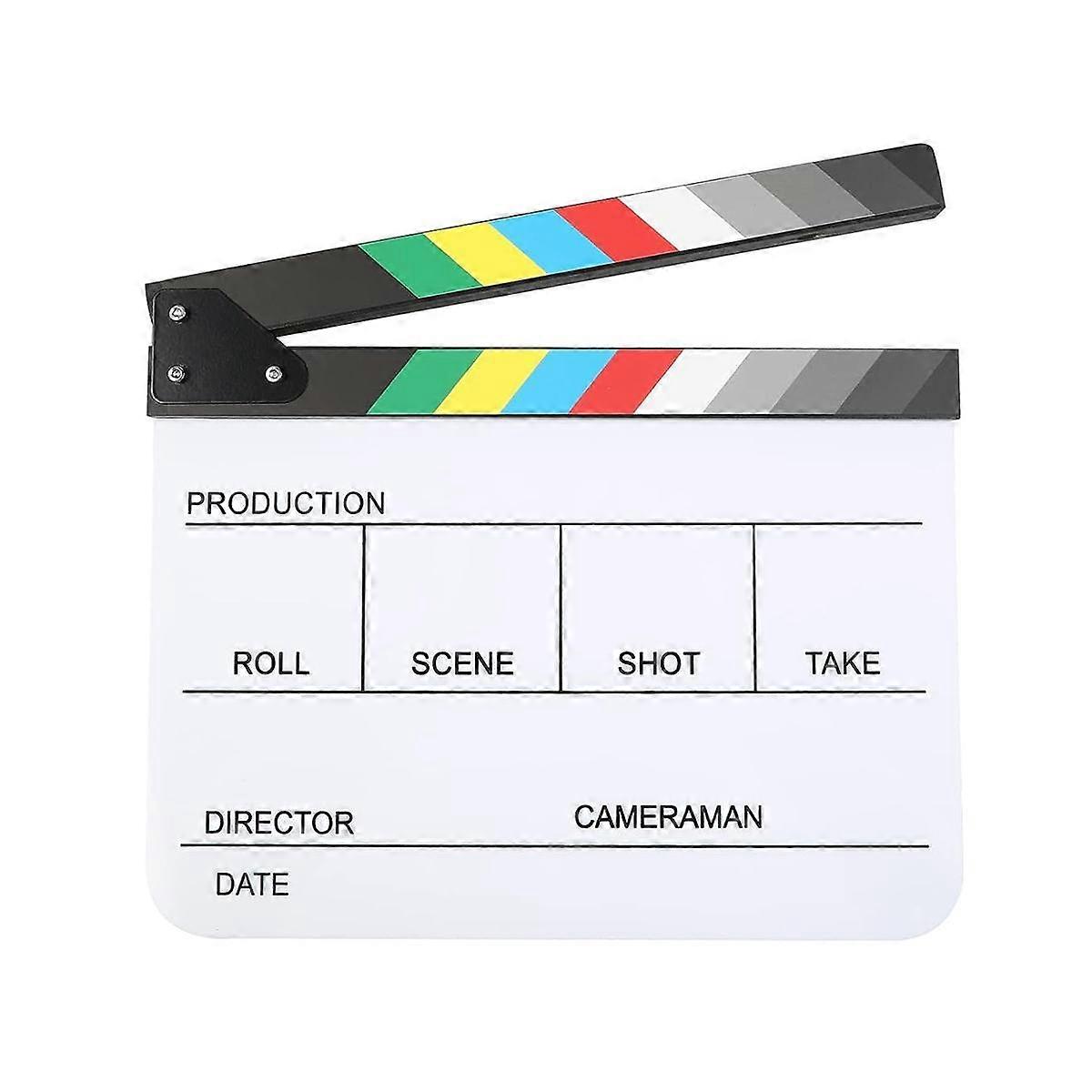 Acrylic Clapboard Dry Erase for TV Film Movie Director Cut Action Scene Clapboard with Marker Pen Eraser