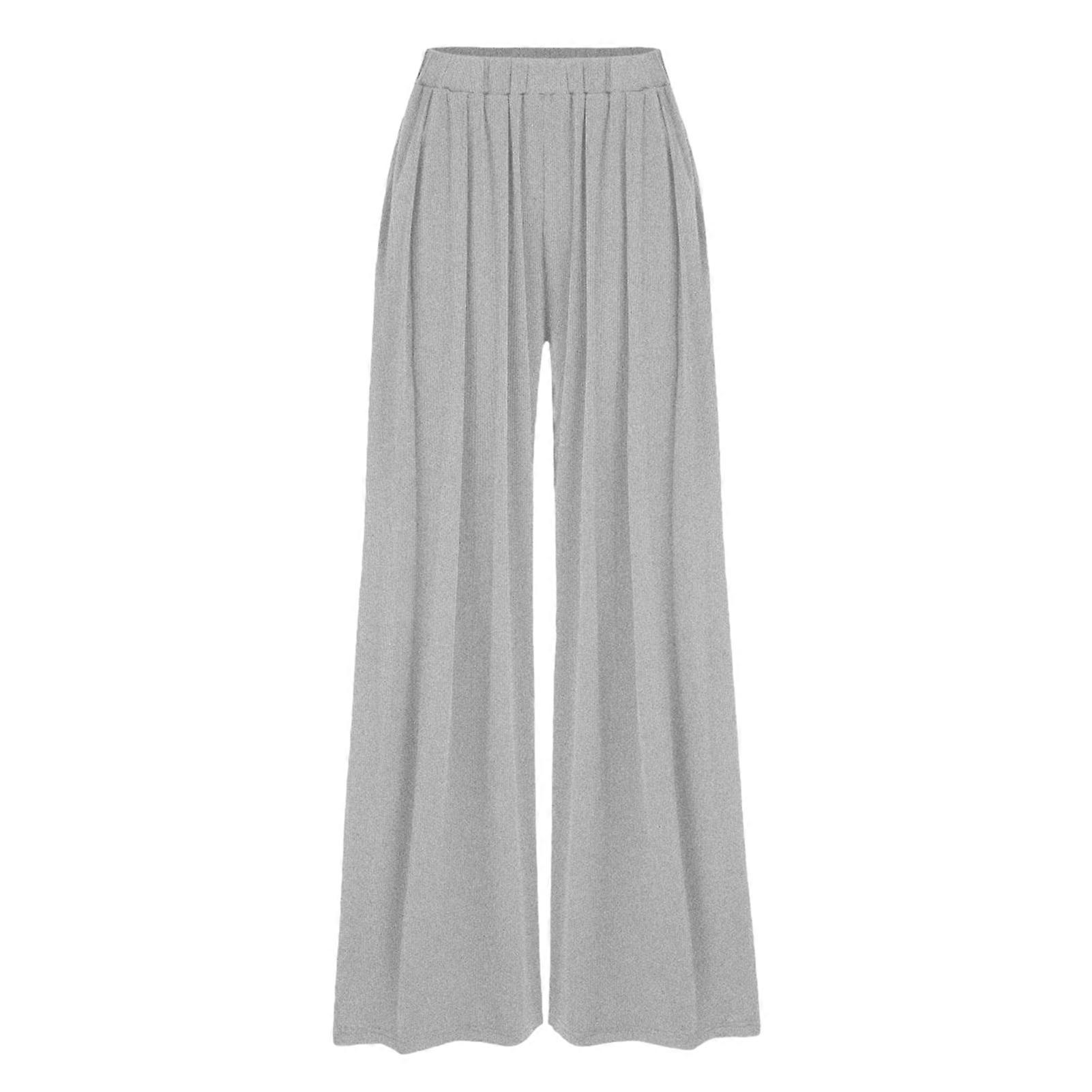 Solid-Color High Elastic Wide Leg Pants Breathable Versatile Sweatpants for Women Daily Wear