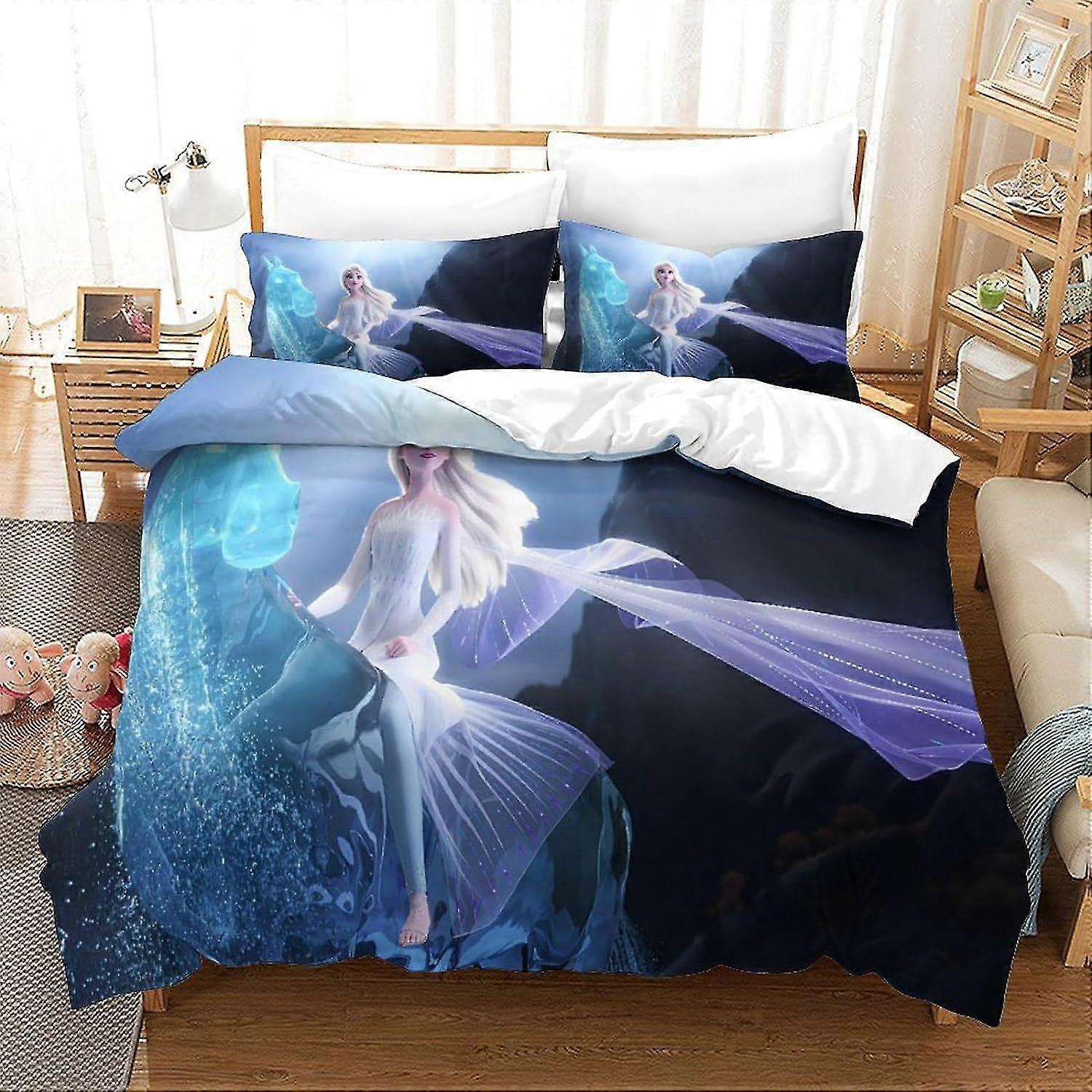 o4790 Draps de lit Ensemble de literie Double taille Literie Frozen Housse de couette imprimée Super Douce Housse de couette en microfibre hypoallergénique super douce avec taie d’oreiller avec fermeture éclair
