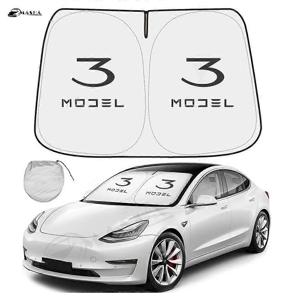 Windshield Sun Shade Foldable Car Front Window Sunshade For Tesla Model 3 Model Y Best Auto Heat Shield Reflector Cover