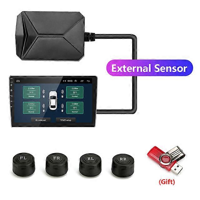 USB Android TPMS Tire Pressure Monitoring System Display for Android Car DVD Radio Multimedia Player With 4 sensors