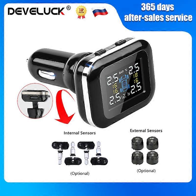 CarVehicle Sensors Tire Pressure Monitor System Alarm Cigarette Lighter USB Display Auto Security decoration accessories