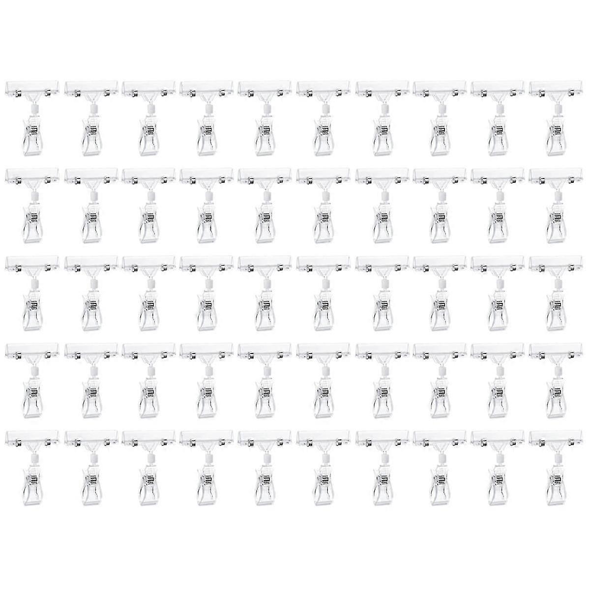 50 Pcs Rotatable Sign Clips, Double-sided Merchandise Sign Holders, Plastic Clear Tag Display Racks