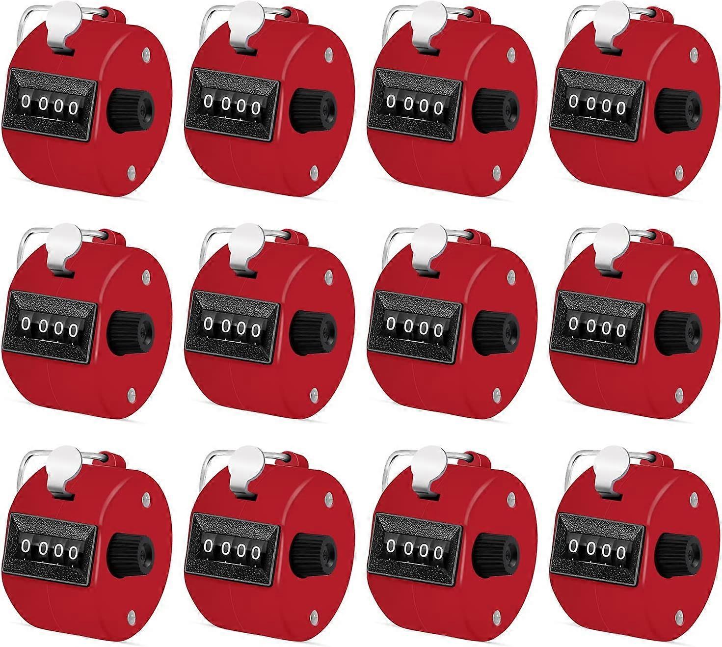 12 Pieces Manual Counting Counter, Manual Mechanical Handheld Pitch Counter with Ring for School Golf and Knitting Row Crochet