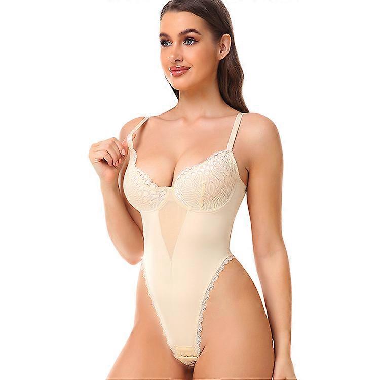 Romper Shapewear Kant Push-up Doorschijnend Buik Verven Heup String Strakke jumpsuit Diepe V Rugloos Avondjurk Shaper