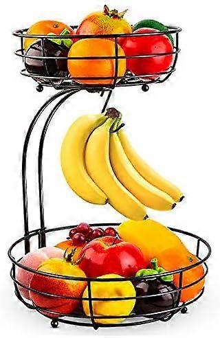 2 Tier Countertop Fruit Basket With Hooks
