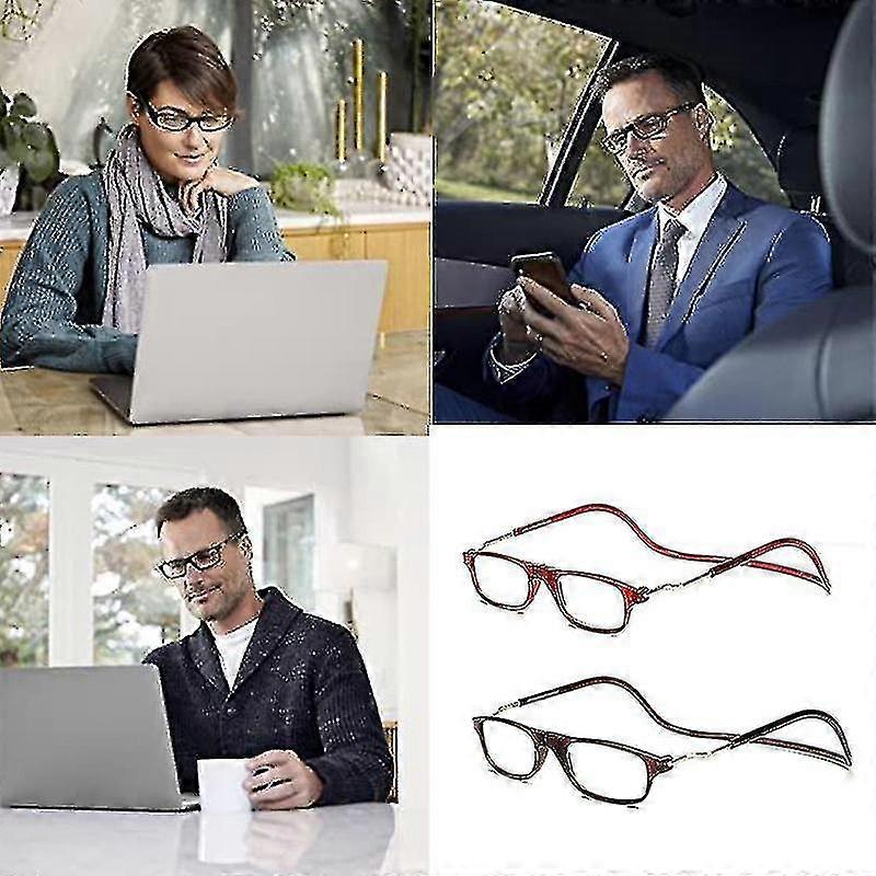 Flexible Magnetic Reading Glasses Hanging Neck Foldable Adjustable Clear Reading Glasses