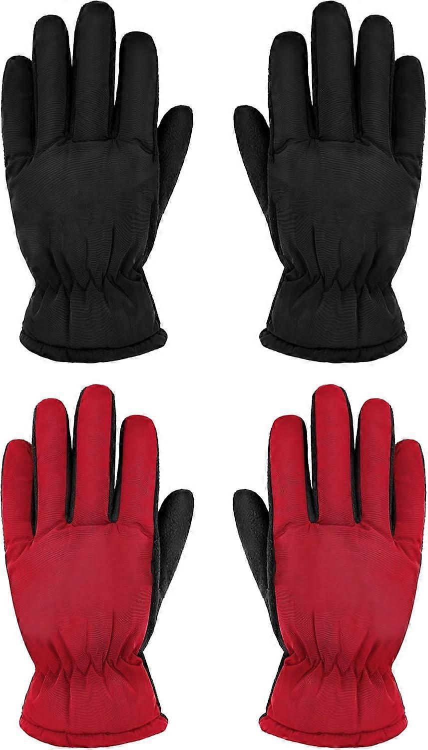 INIOR 2 Pairs Kids Snow Gloves Thick Ski Gloves Toddler Winter Warm Waterproof Gloves for Children Boys Girls Wine Red Style