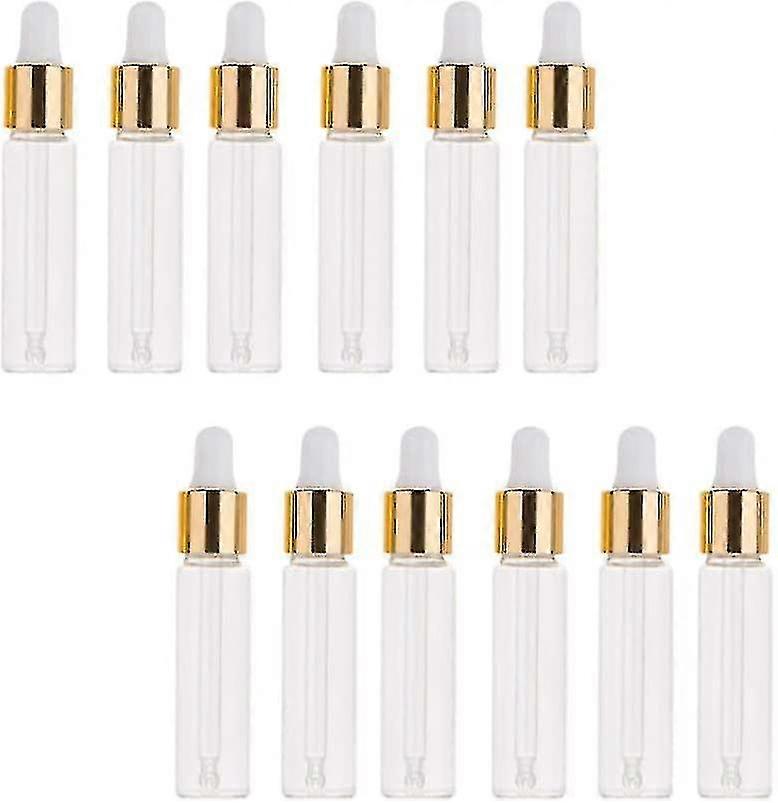 エッセンシャルオイル香水ラボケミカル化粧品ボトルゴールデン5mlと互換性のあるガラススポイトディスペンサー付き50個のガラス瓶