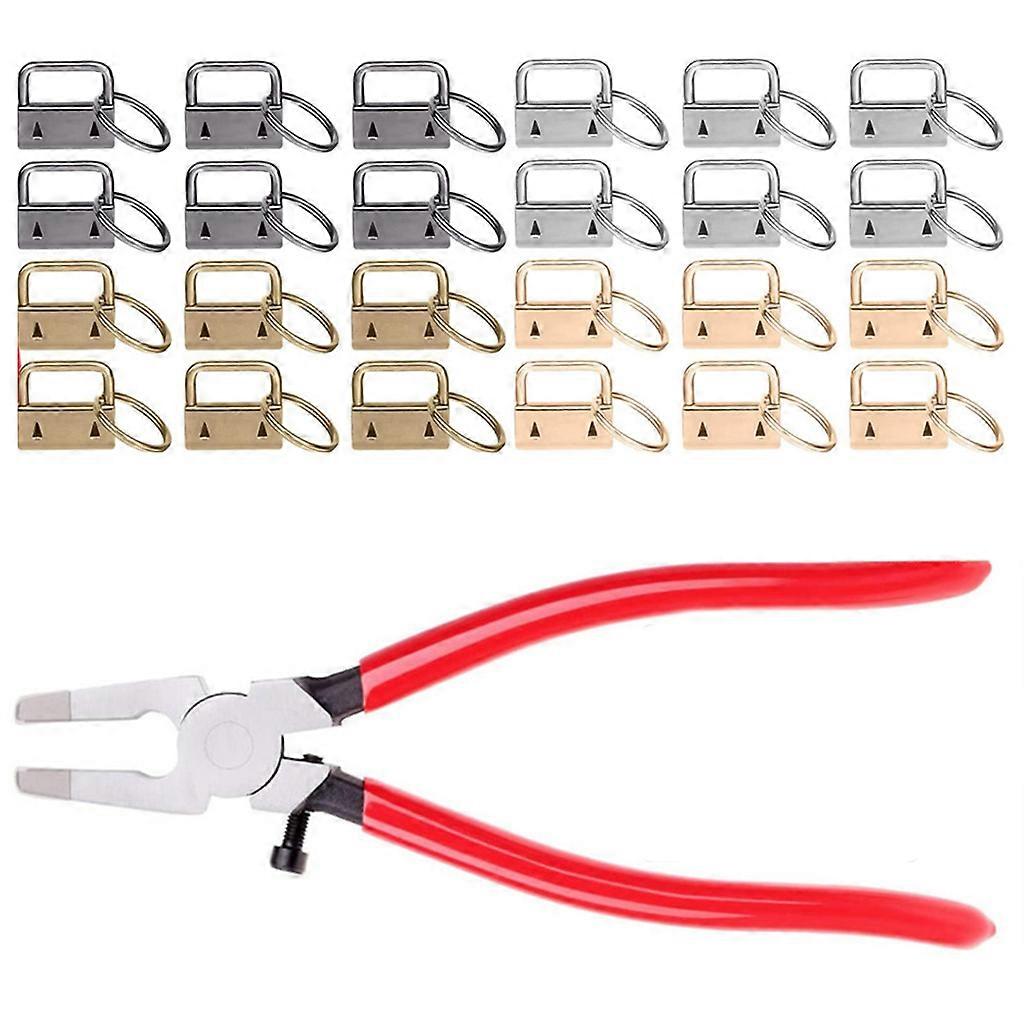  40pcs 25mm for Key Fob Keychain Hardware with Pliers Tool Set for Wristlet for Key Lanyard Making Install Supplies