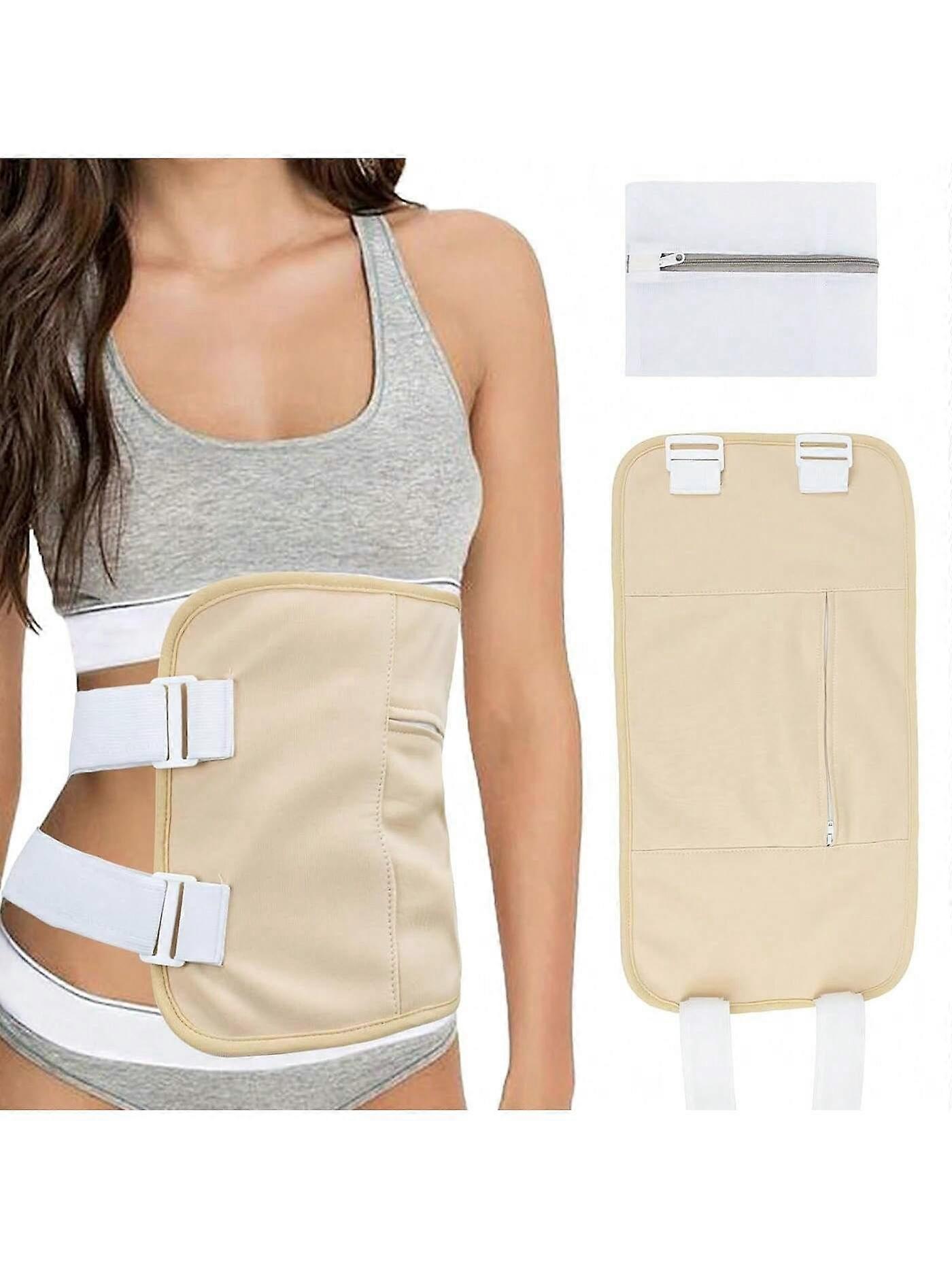 Organic Castor Oil Wrap Kit With Adjustable Shoulder Strap And Storage Pocket, Reusable (Castor Oil Not Included) (Khaki)