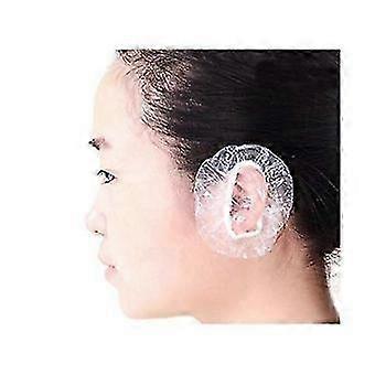 100pcs Disposable Waterproof Transparent Ear Cover Plastic Ear Protector Earmuffs