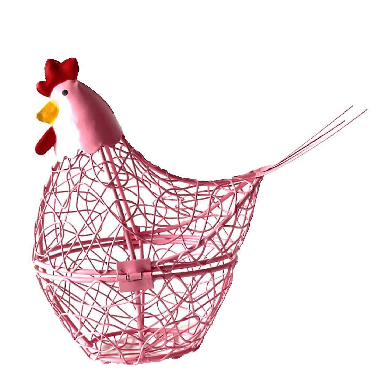 Egg Basket Iron Wire Chicken Shaped Egg Holder Easter Eggs Storage Basket for Kitchen Home