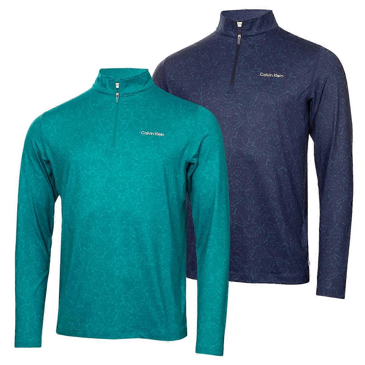 Suéter de Golfe Leve e Macio com Zíper Parcial Newport Impresso para Homens Calvin Klein 2025