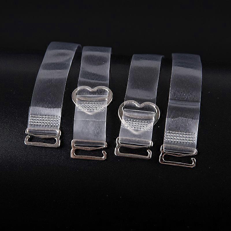 1Pair High Elastic Fashion Stripe Transparent Bra Underwear Strap Button Adjustable Invisible Clear Shoulder Straps