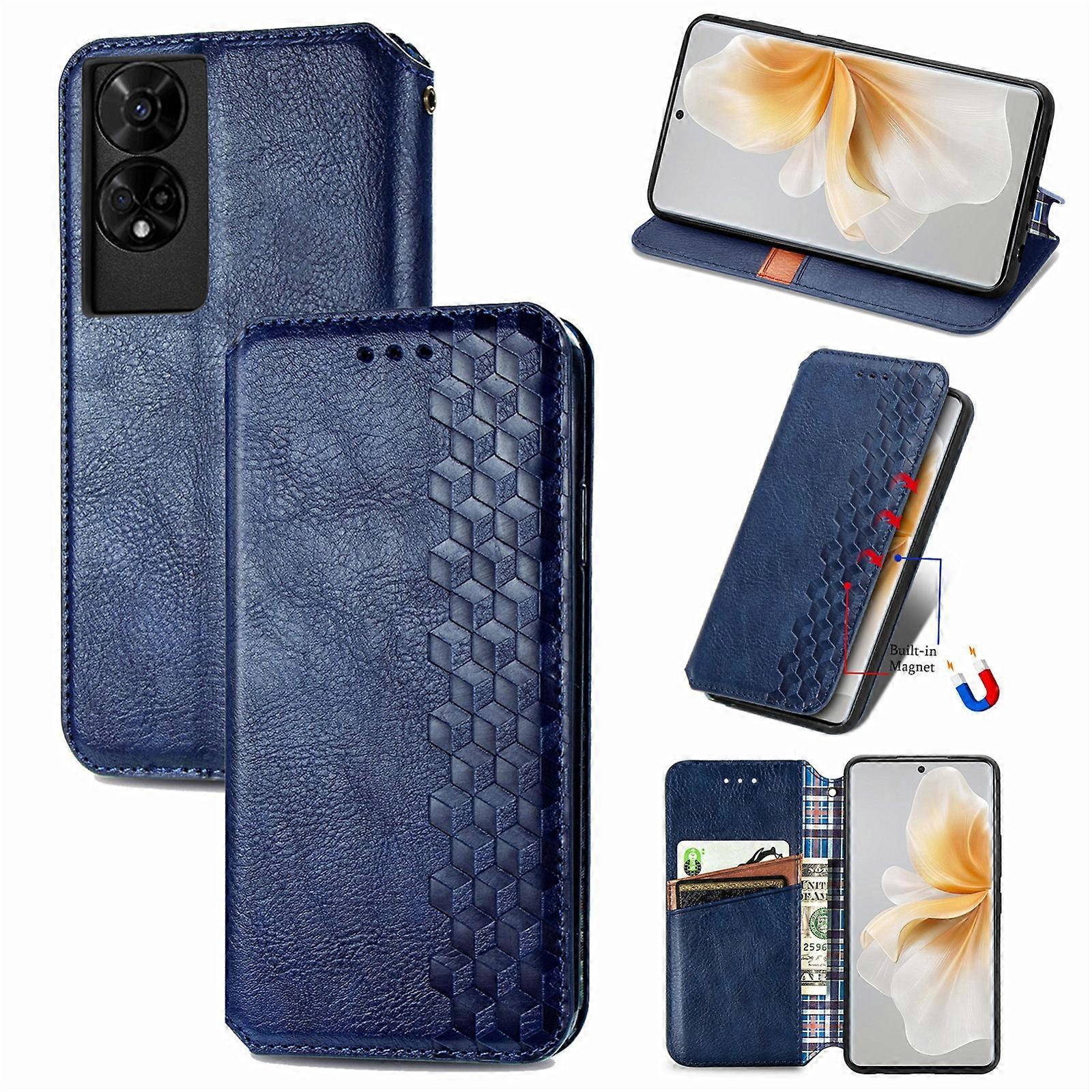 Cubic Grid Pressed Magnetic Leather Phone Case