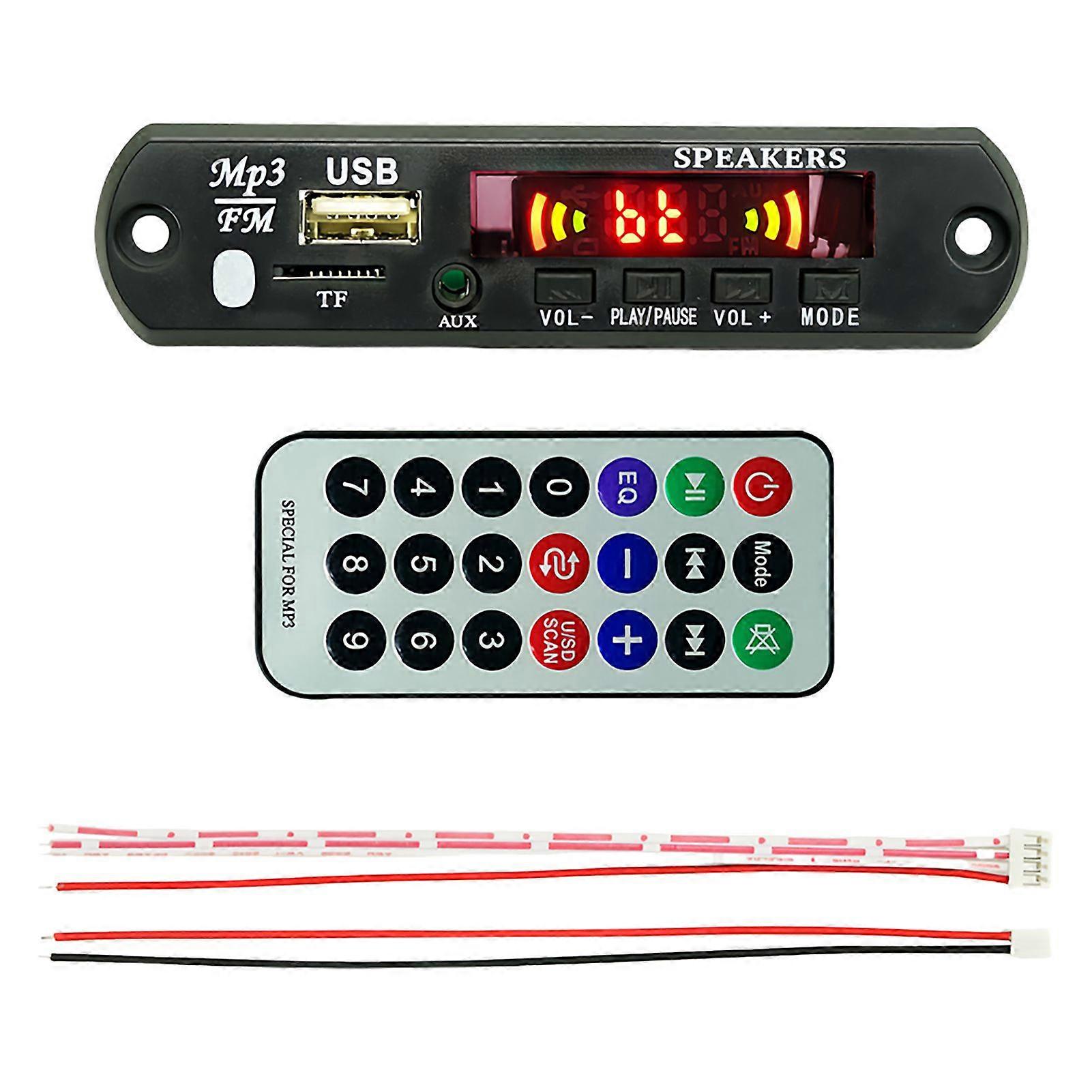 Audio Module Bluetooth-compatible 5.0 MP3 WMA Decoder Board with Remote Control Digital Display Dual Decoding TF/USB FM Radio Wireless Music Streaming
