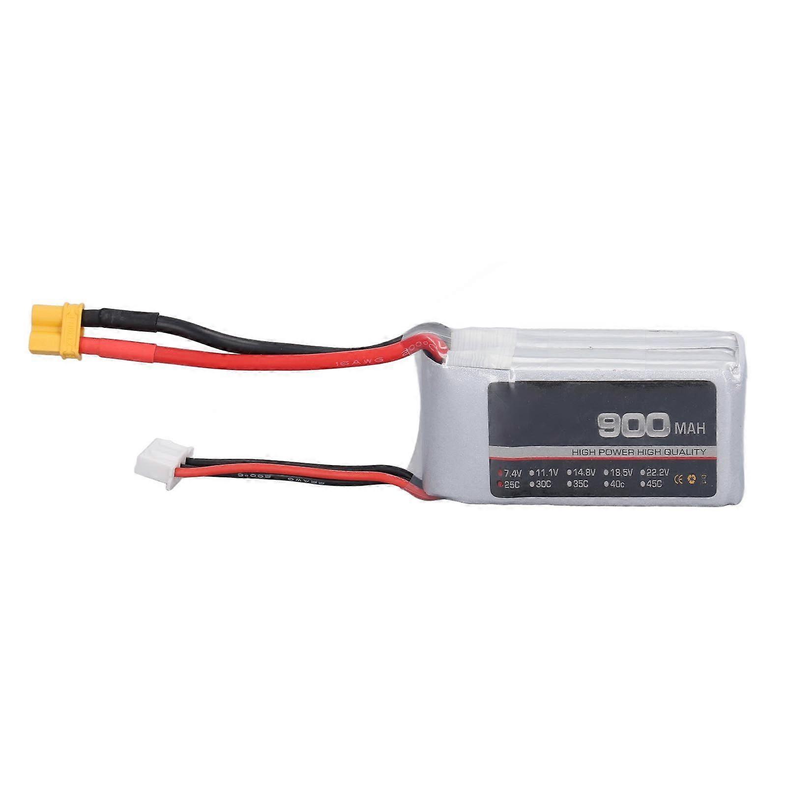 LiPo Battery 25C 900mAh XT30 Connector Stable Powerful Performance RC Battery Pack for RC Fix Wing Helicopter Airplane 2S 7.4V
