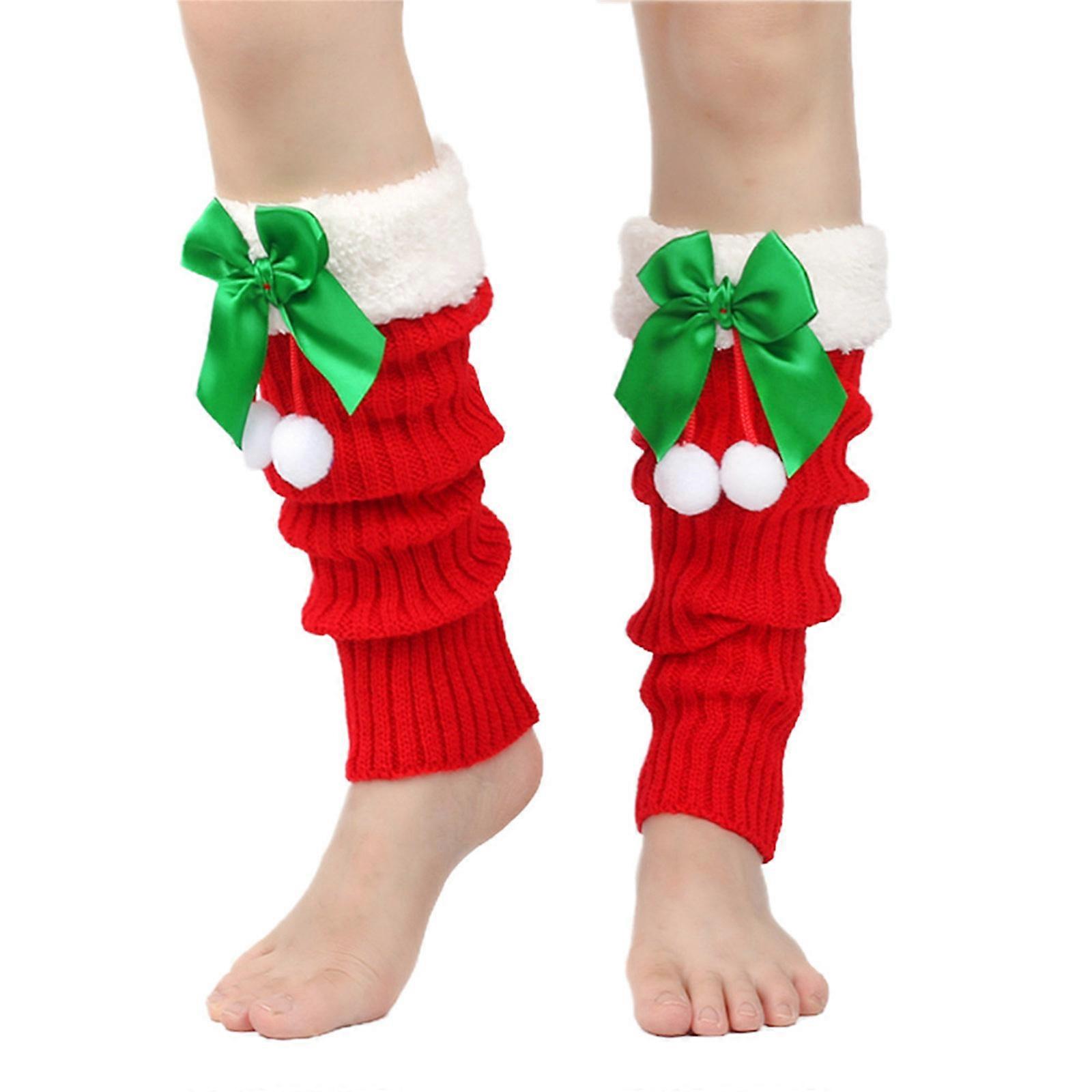 Women's Christmas Ribbed Knitted Leg Warmers Footless Socks