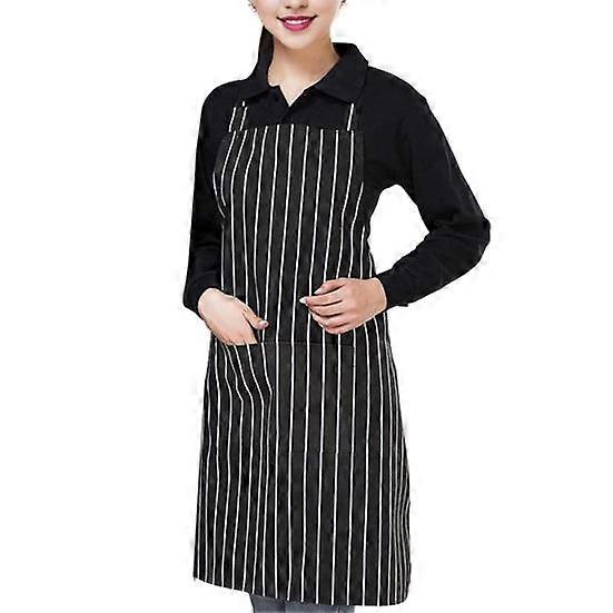 Waterproof Cleaning Bib Apron Stripe Adjustable with Polyester Cotten Apron Design Tool Pockets for