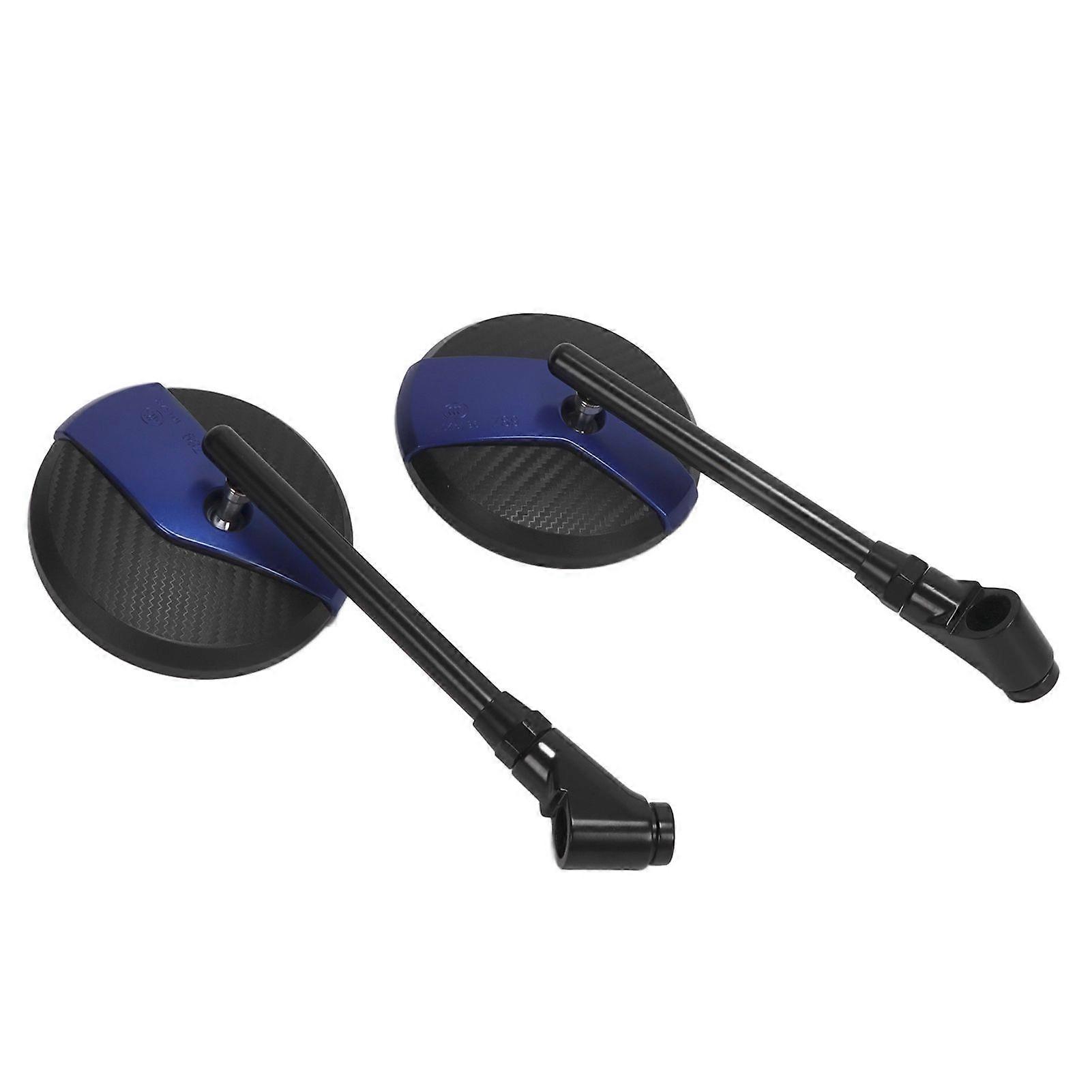 Motorcycle Rearview Mirror Round Carbon Fiber Style 360 Degrees Rotatable Universal for 8MM/10MM BaseBlack
