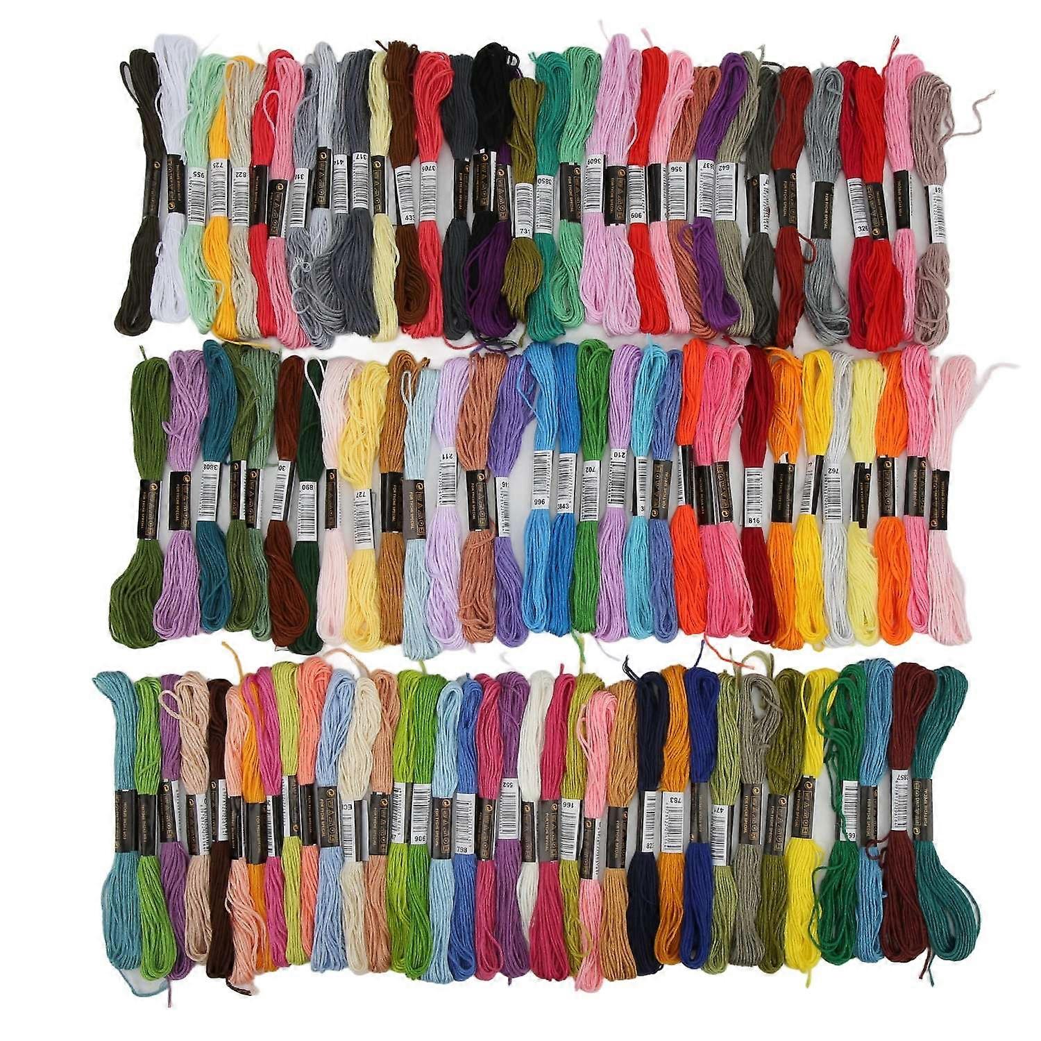 100Pcs Embroidery Thread Glossy Hand Feel 8 Meters Per Skein Bright Rich Colors Wide Application Emb