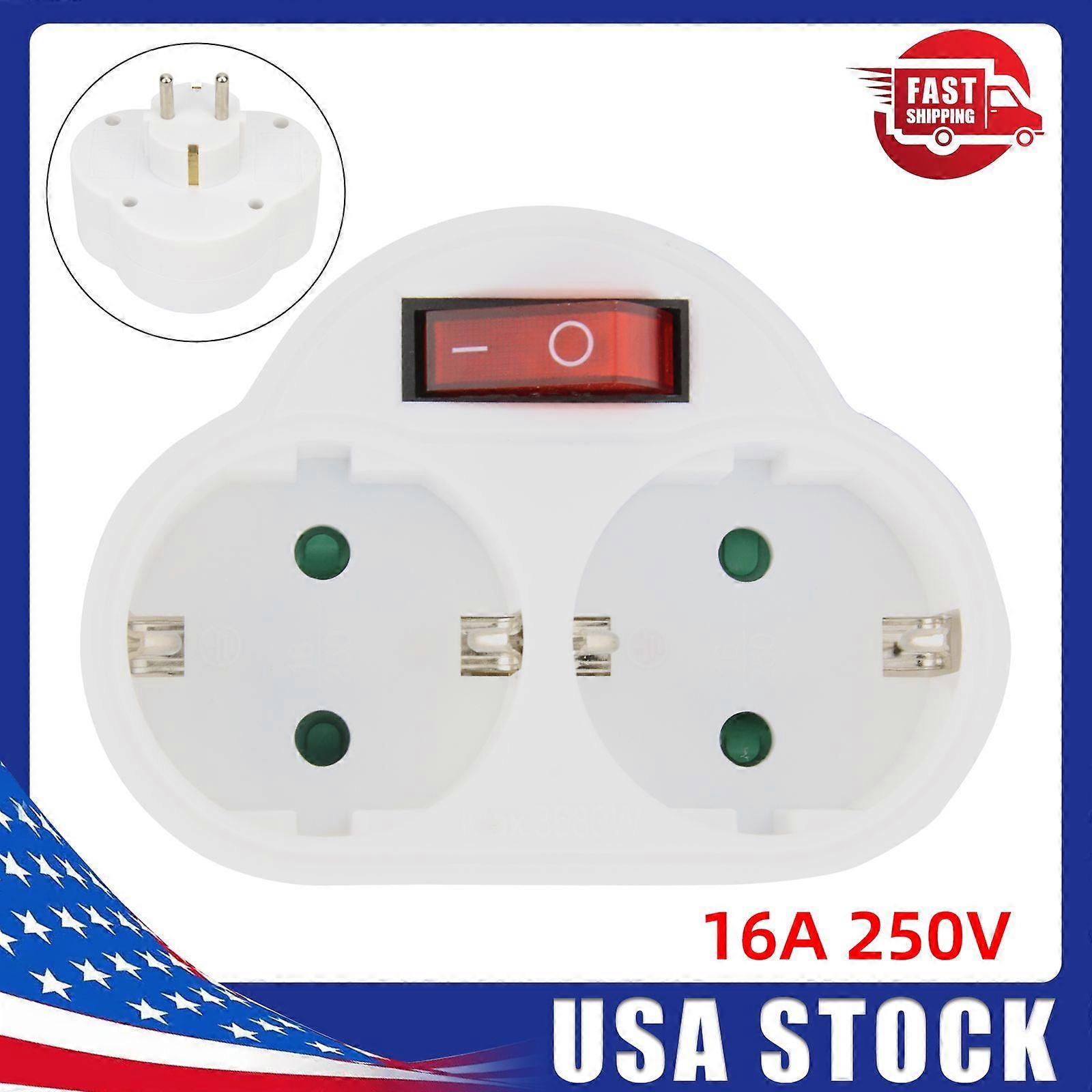 2-way EU socket power strip socket distributor plug adapter DE New
