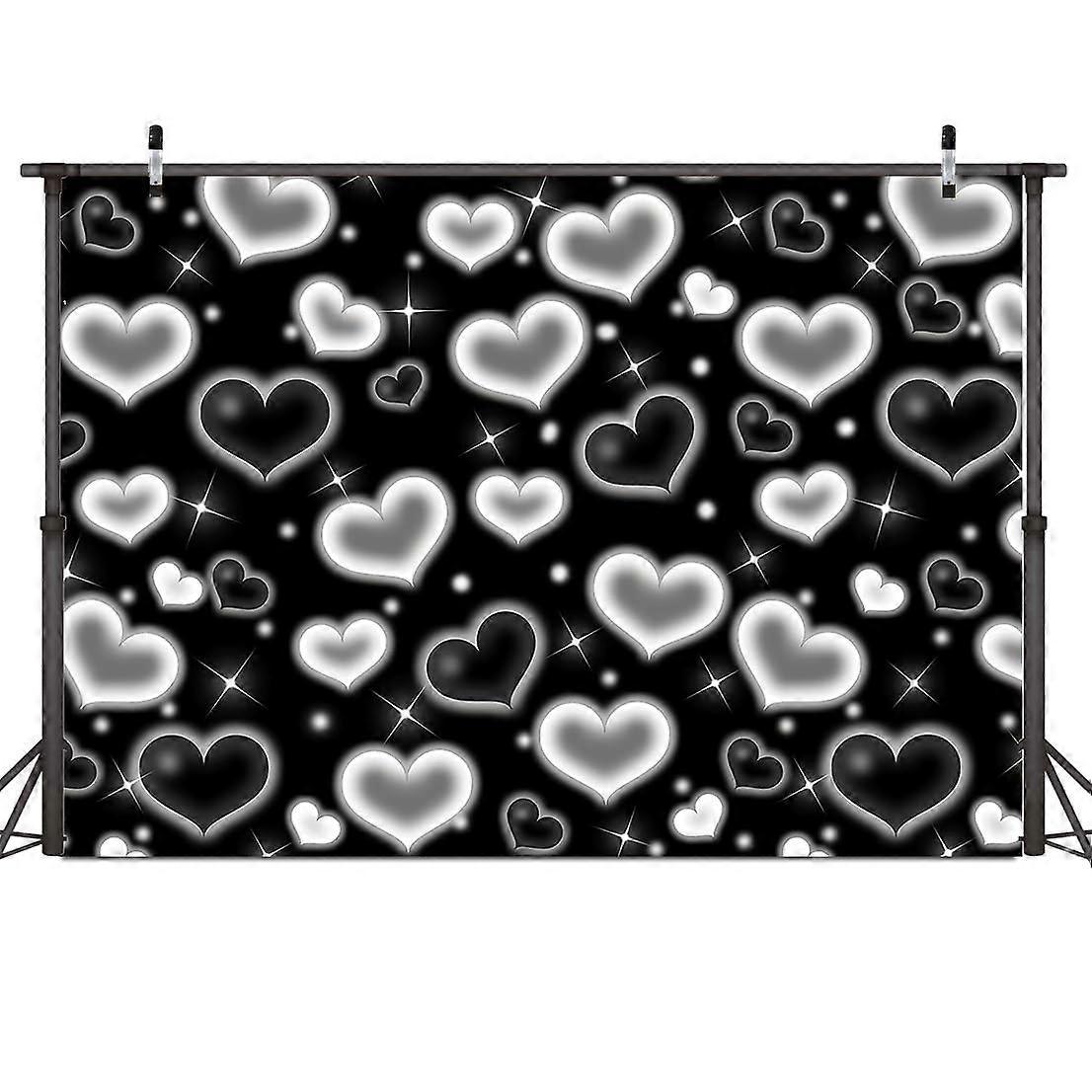 7X5FT Heart Backdrop – 90s Photo Background for Valentine's Day, Birthday, Photo Booth, Studio Props D695