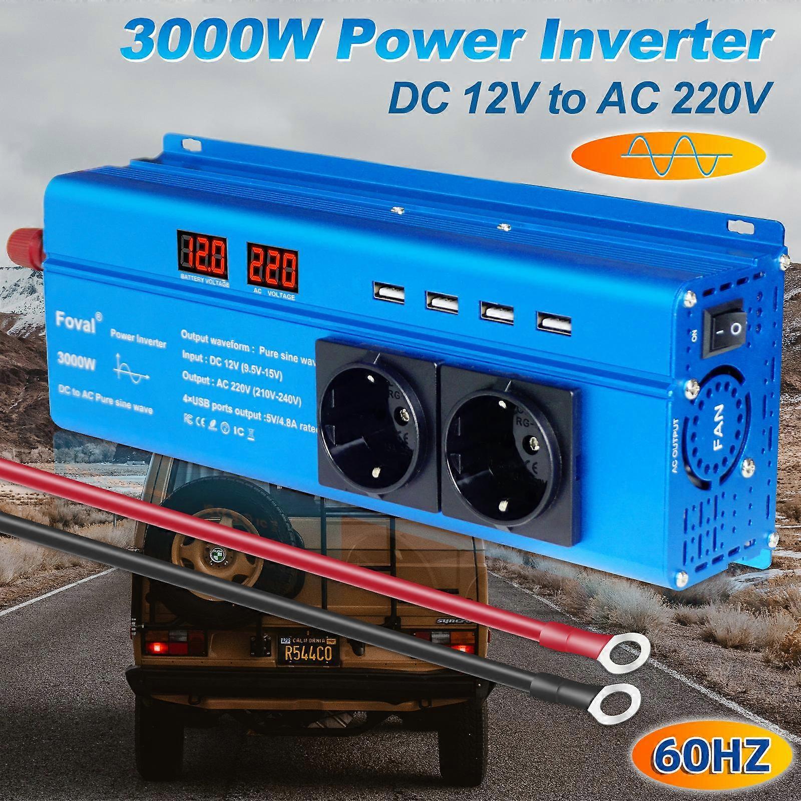 3000W (Peak) 12V to 230V 1500W Rated Power Car Power Euro/Universal Inverter For Camping Home Off-Grid Solar Systems