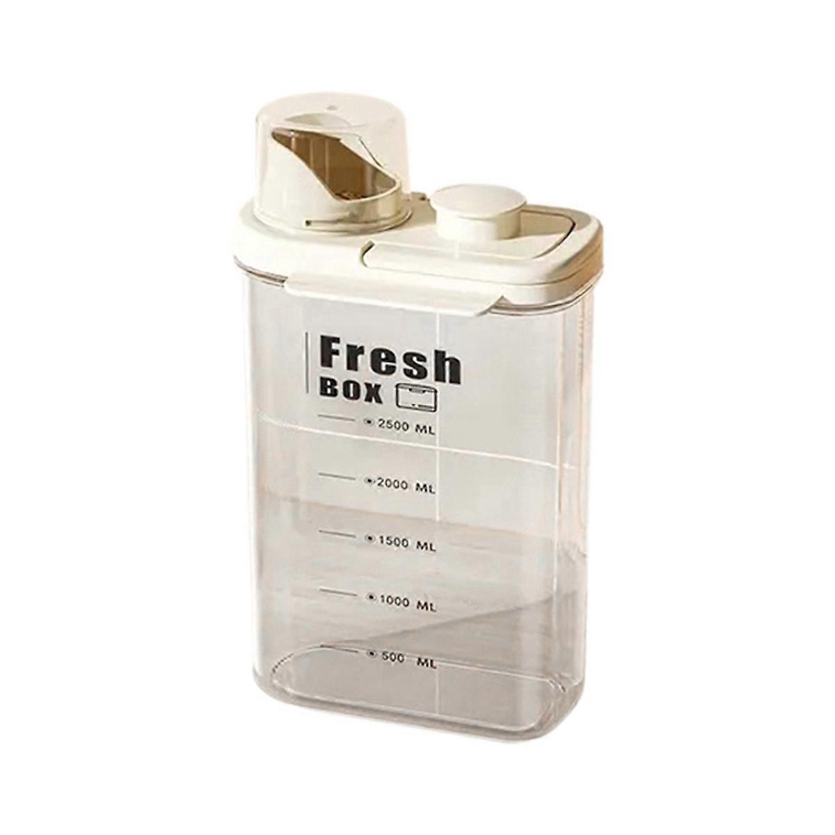 Transparent Kitchen Grain Storage Container with Handle, 2800ml, Moisture-Proof and Insect- Cream Yellow