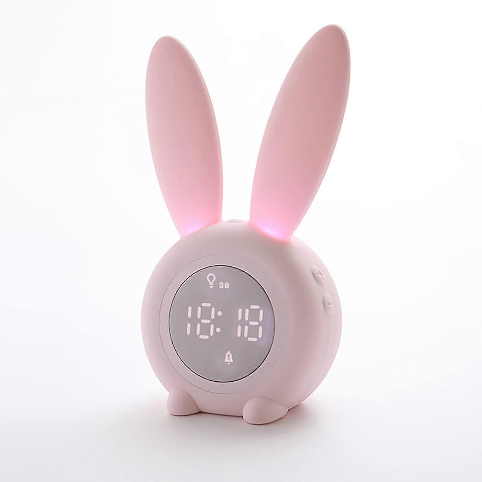 Cute Alarm Clock for Bedroom, Digital LED Clock, Battery Powered, 7 Color Night Light, Modern Design, Easy Read Display