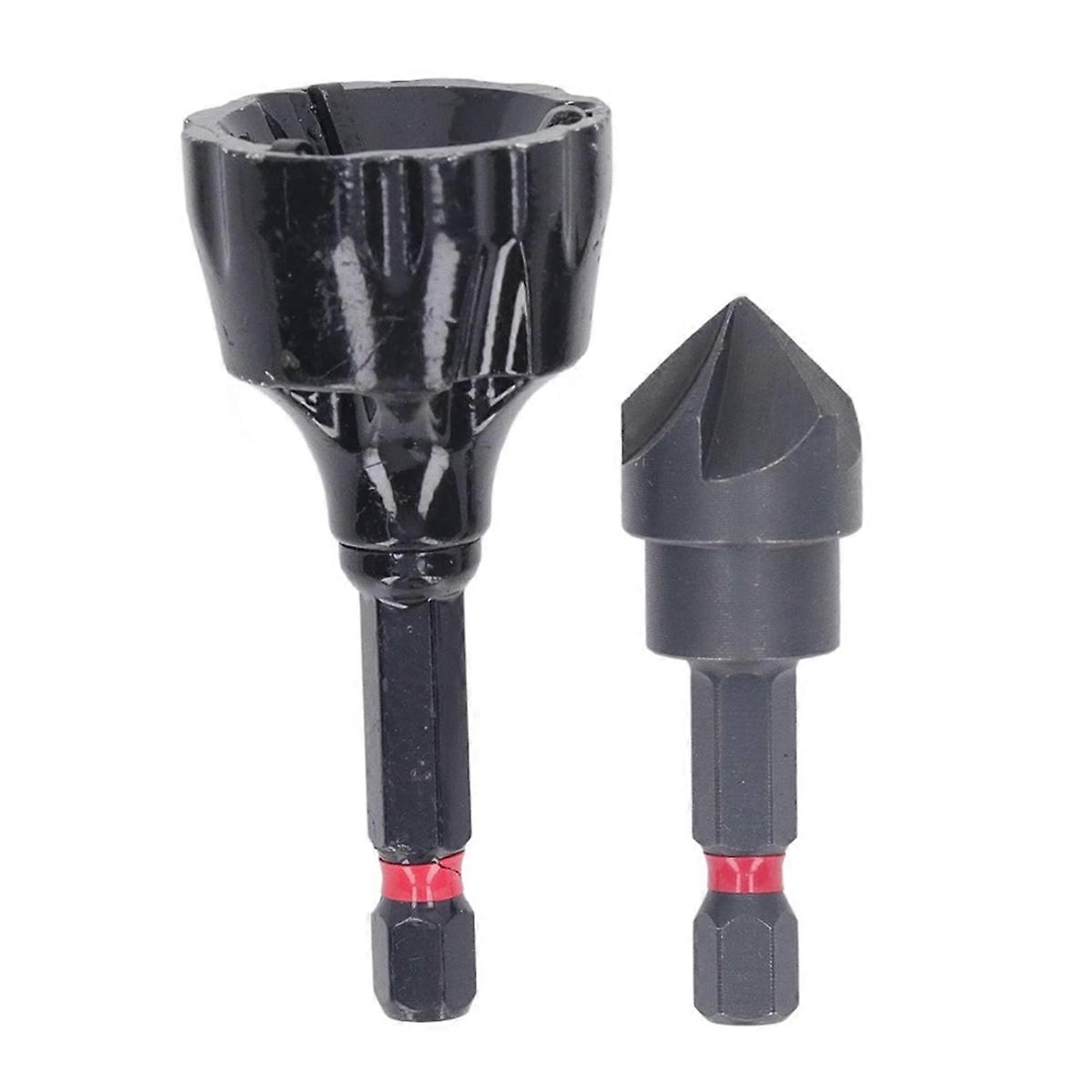 Deburring Chamfer Tool Set, 2PCS External Internal Rotary Deburring & Chamfer Tool, External Debur