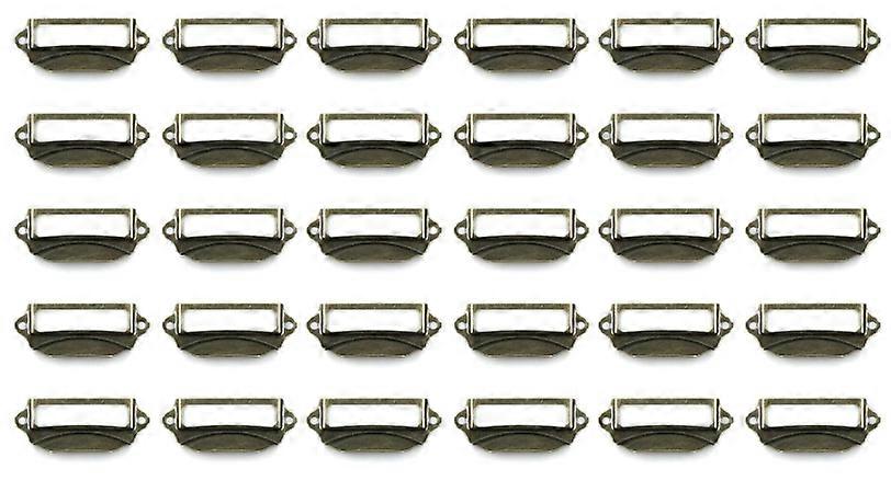 Metal Label Holder Frame - Can be Used as Handle, with Screws, for Desk, Bookcase, Shelves, Bronze, Size 70 x 30 mm, 30 Pcs